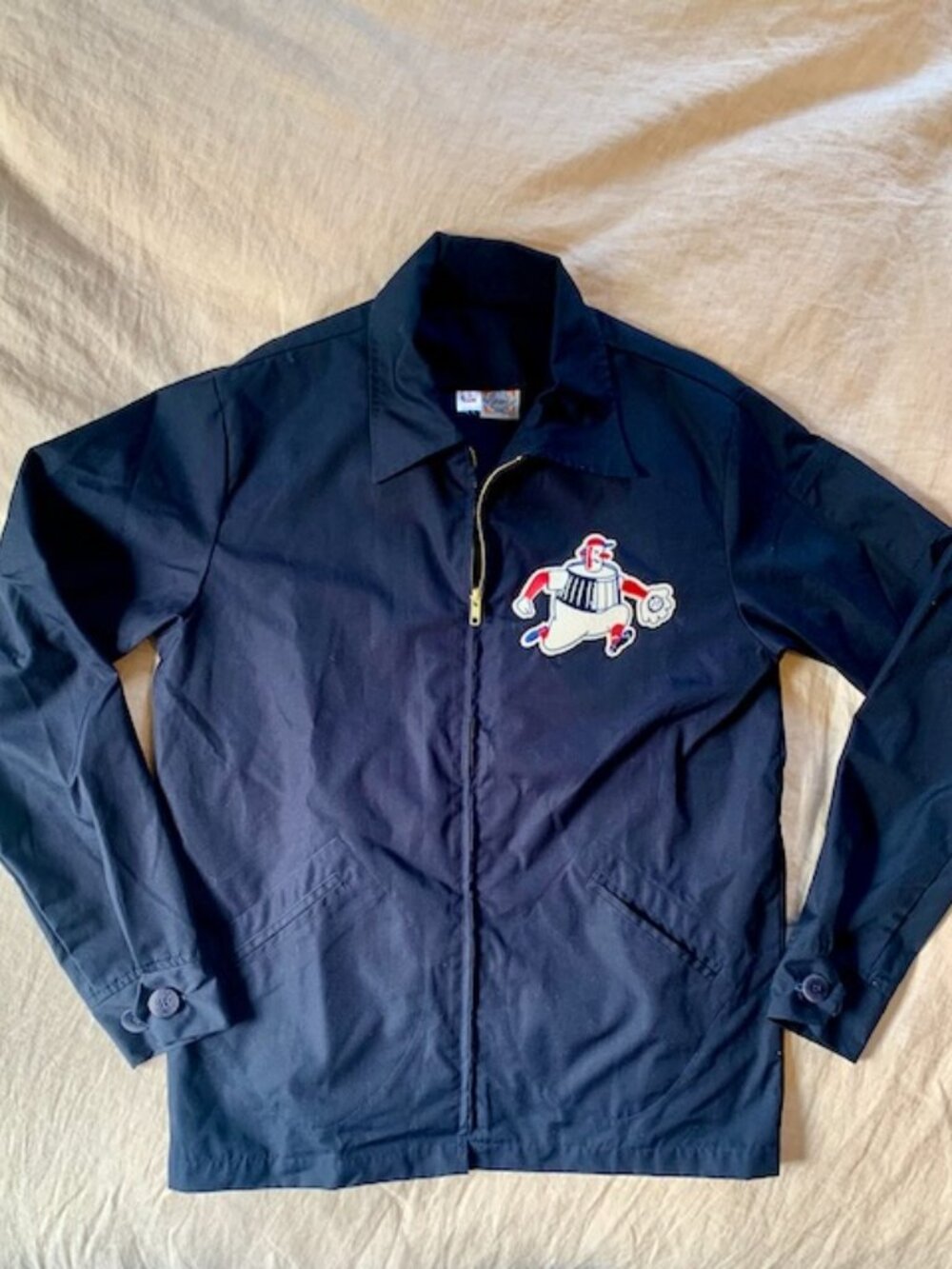 Ebbets Field Navy Milwaukee Brewers (AA) Grounds Crew Jacket Small